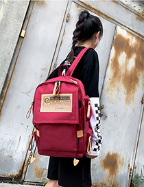 Fashion Red Labeled Contrast Backpack