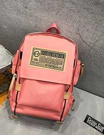Fashion Orange Pink Labeled Contrast Backpack