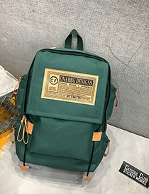 Fashion Blue-green Labeled Contrast Backpack