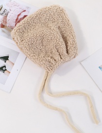 Fashion Beige (adult) Thickened Lambskin Knit Plus Velvet Pointed Parent-child Cap
