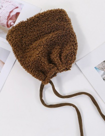 Fashion Coffee Color (adult) Thickened Lambskin Knit Plus Velvet Pointed Parent-child Cap