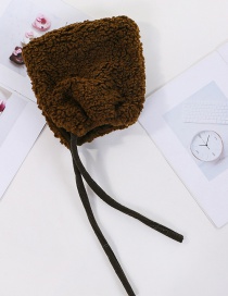 Fashion Coffee Color (children) Thickened Lambskin Knit Plus Velvet Pointed Parent-child Cap