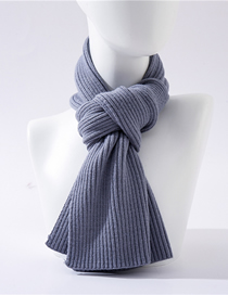 Fashion Gray Blue Thick Wool Knit Collar