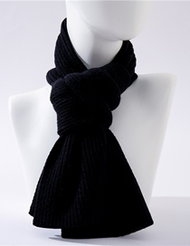 Fashion Black Thick Wool Knit Collar