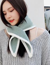 Fashion Lake Blue Knitting Right Angle Triangle Wool Scarf