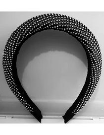 Fashion Black Rhinestone Sponge Thickening Wide-brimmed Headband