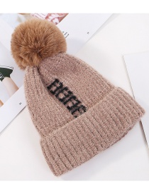 Fashion Khaki Velvet Knitted Wool Cap