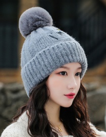 Fashion Gray Embroidered Smiley Face And Cashmere Hat