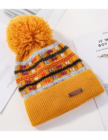 Fashion Yellow Knitted Color Matching Wool Ball Cap