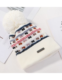 Fashion White Knitted Color Matching Wool Ball Cap