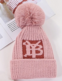 Fashion Pink Plus Yb Letter Velvet Wool Cap