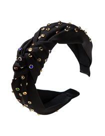 Fashion Black Hot Diamonding Knotted Wide-brimmed Headband