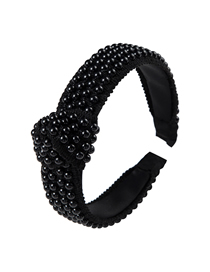 Fashion Black Wide-brimmed Pearl Headband
