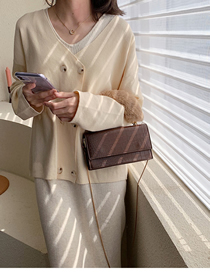 Fashion Brown Chain Plush Mobile Messenger Bag