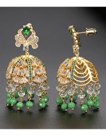 Fashion Green Zircon Full Tassel Earrings