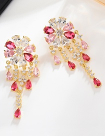 Fashion Gold Flower Drop Micro-inlaid Zircon Earrings