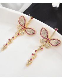 Fashion Red Butterfly Micro Inlaid Zircon Earrings