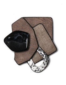 Fashion Brown Geometric Diamond-studded Resin Brooch