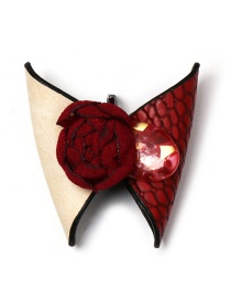 Fashion Red Butterfly Leather Brooch