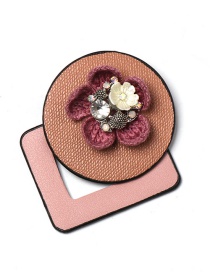 Fashion Pink Flower Geometric Form Leather Brooch