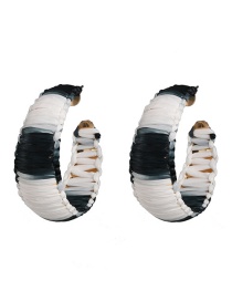 Fashion Black And White C-shaped Raffia Acrylic Earrings