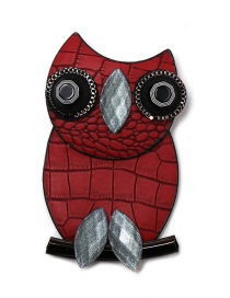 Fashion Red Owl Leather Brooch