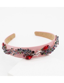 Fashion Red Leather And Diamond Geometric Leaf Flower Headband