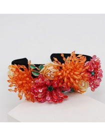 Fashion Red Crystal Fringed Geometric Flower Headband