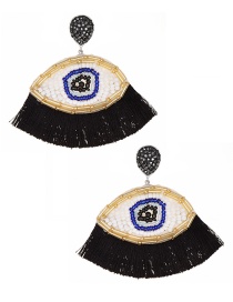 Fashion Black Resin Beaded Eye Tassel Earrings