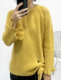 Fashion Yellow Knit Bow Sweater