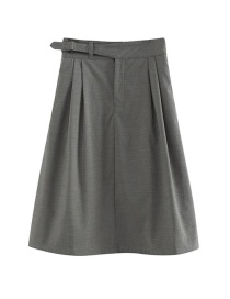 Fashion Gray Cotton Pleated Skirt
