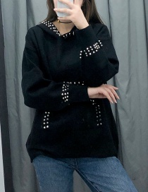 Fashion Black Contrast Stitching Inlaid Sweater