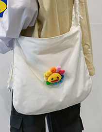 Fashion White Sun Flower Canvas Portable Messenger Bag