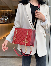 Fashion Red Chain Rhombic Shoulder Bag