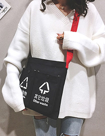 Fashion Black Multi-pocket Canvas Portable Messenger Bag