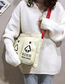 Fashion Creamy-white Multi-pocket Canvas Portable Messenger Bag