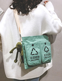 Fashion Green Belt Pendant Multi-pocket Canvas Portable Messenger Bag