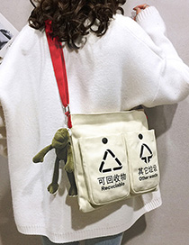 Fashion Beige With Pendant Multi-pocket Canvas Portable Messenger Bag