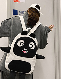 Fashion Black Panda Hand-painted Canvas Backpack