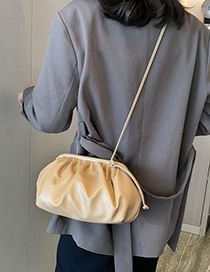 Fashion Creamy-white Chain Pleated Crossbody Shoulder Bag