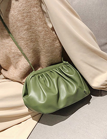 Fashion Mint Green Chain Pleated Crossbody Shoulder Bag