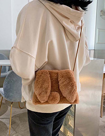 Fashion Brown Plush Rabbit Chain Shoulder Messenger Bag
