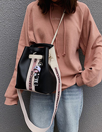 Fashion Black Broadband Contrast Shoulder Crossbody Bag