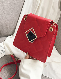 Fashion Red Embroidered Line Ribbed Shoulder Messenger Bag