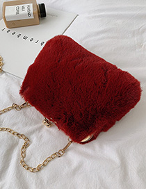 Fashion Red Pinch Plush Chain Shoulder Messenger Bag
