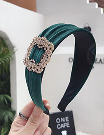 Fashion Green Diamond Velvet Wide-brimmed Headband
