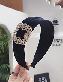 Fashion Black Diamond Velvet Wide-brimmed Headband