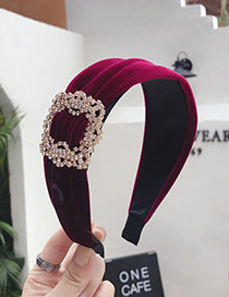 Fashion Wine Red Diamond Velvet Wide-brimmed Headband