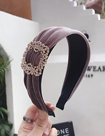 Fashion Cocoa Color Diamond Velvet Wide-brimmed Headband