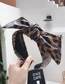 Fashion Full Leopard Print Printed Wool Pu Imitation Leather Bow Headband